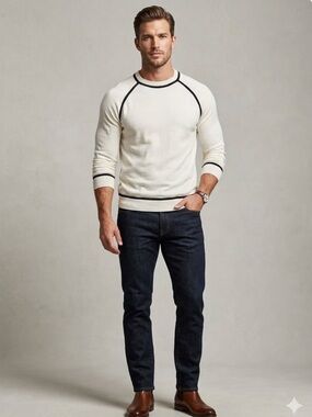 Todd Snyder crewneck lightweight sweater silk cotton ivory and black L men’s